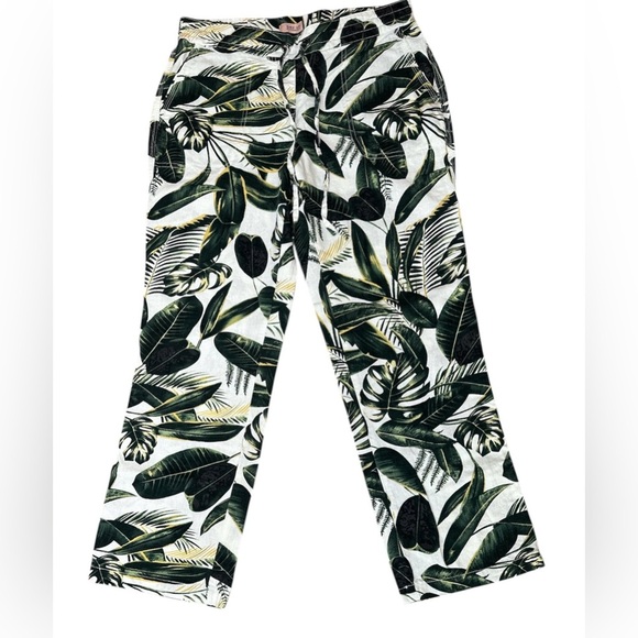 Per Se Women's Tropical Palm Linen Blend Wide Leg Pants Size Medium NWOT! - Picture 1 of 4